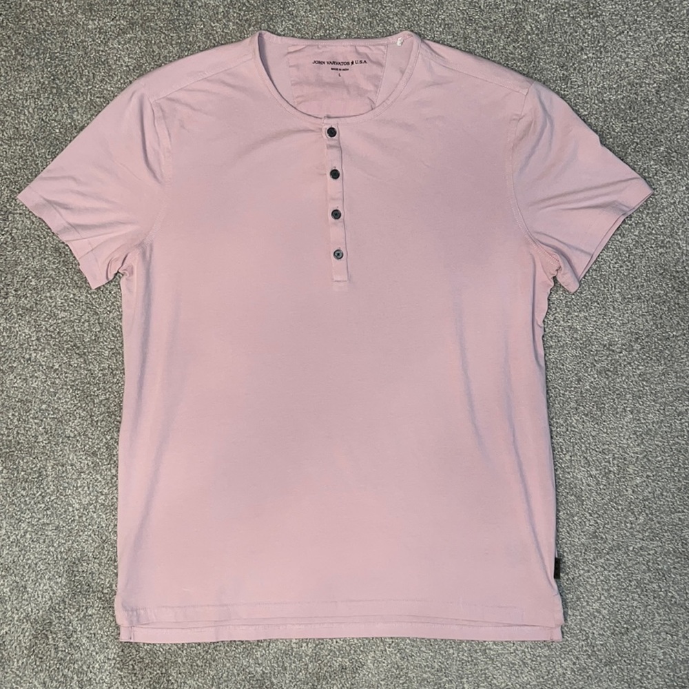 John Varvatos button up crew neck t shirt size L
